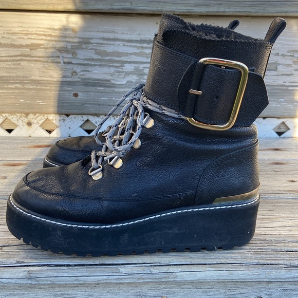 Stuart Weitzman Attackit Bootie Black Leather Hiker Boot Women's Size 6 - Picture 5 of 16